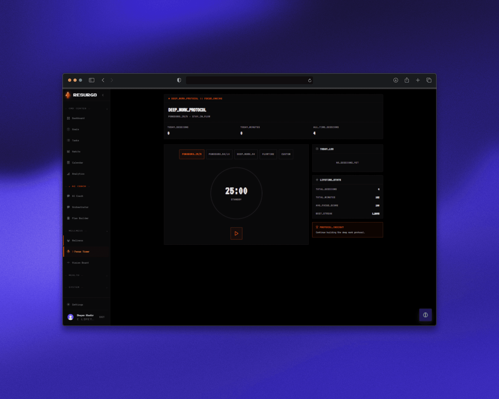Resurgo Dashboard — One unified workspace for everything you care about.